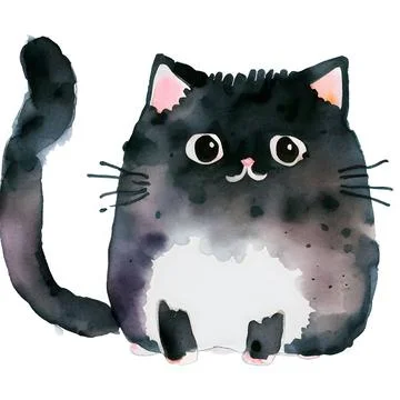 3d rendering of a black little cat sitting Stock Illustration