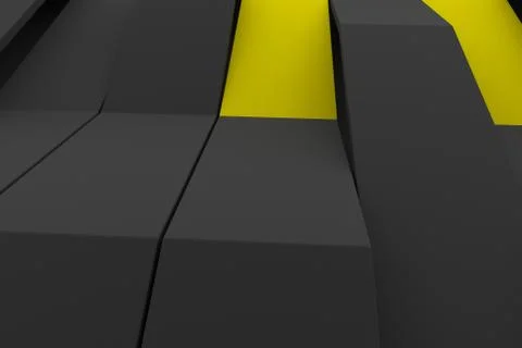 3D rendering of black matte plastic waves with colored elements 스톡 일러스트