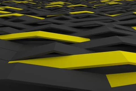 3D rendering of black matte plastic waves with colored elements Stock Illustration