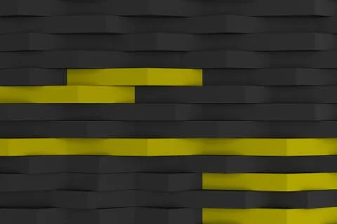 3D rendering of black matte plastic waves with colored elements 库存插图