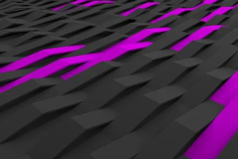 3D rendering of black matte plastic waves with colored elements イラスト素材