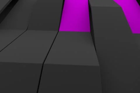 3D rendering of black matte plastic waves with colored elements Stock Illustration