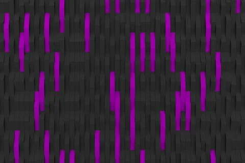 3D rendering of black matte plastic waves with colored elements Stock Illustration