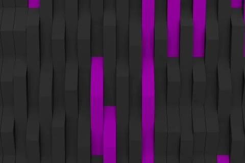 3D rendering of black matte plastic waves with colored elements イラスト素材