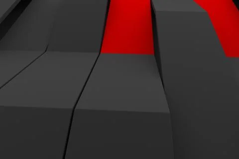 3D rendering of black matte plastic waves with colored elements Stock Illustration