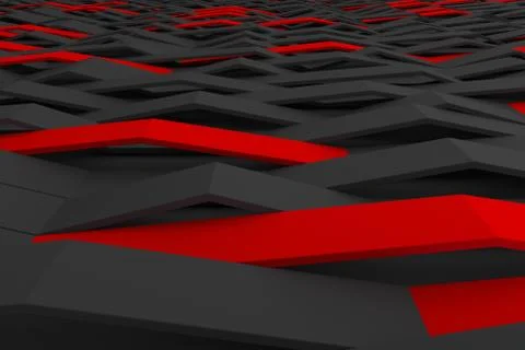 3D rendering of black matte plastic waves with colored elements Illustrazione stock