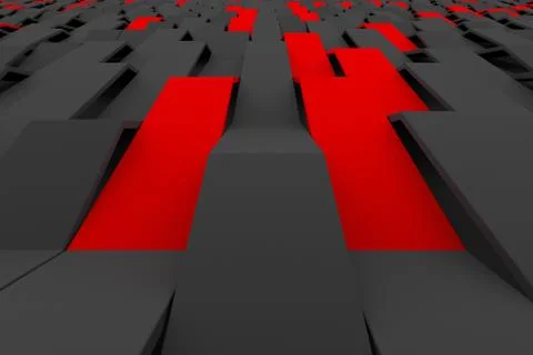 3D rendering of black matte plastic waves with colored elements 스톡 일러스트