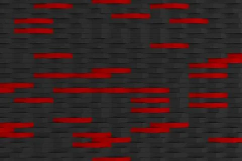 3D rendering of black matte plastic waves with colored elements Stock Illustration