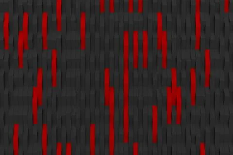 3D rendering of black matte plastic waves with colored elements Stock Illustration