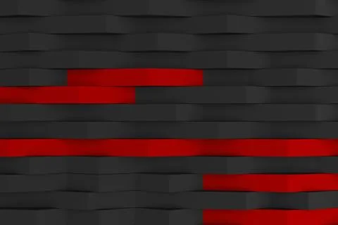 3D rendering of black matte plastic waves with colored elements Stock Illustration