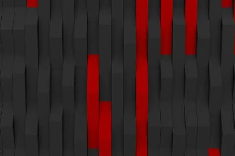 3D rendering of black matte plastic waves with colored elements イラスト素材