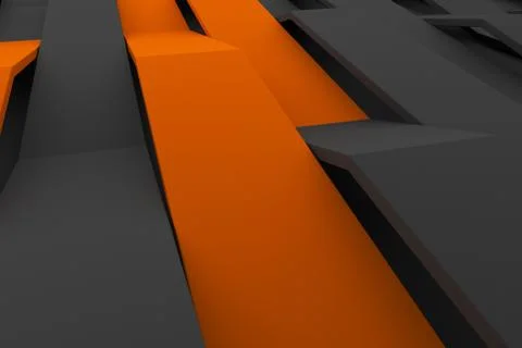 3D rendering of black matte plastic waves with colored elements イラスト素材