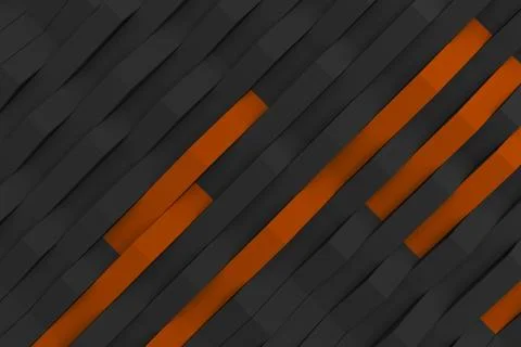 3D rendering of black matte plastic waves with colored elements Stock Illustration