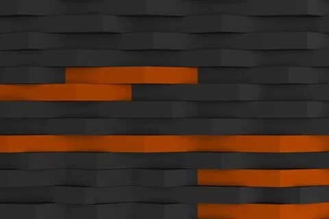 3D rendering of black matte plastic waves with colored elements Stock Illustration