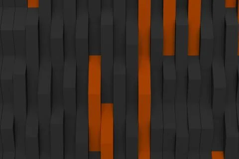 3D rendering of black matte plastic waves with colored elements 스톡 일러스트