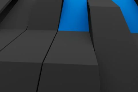 3D rendering of black matte plastic waves with colored elements イラスト素材