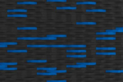 3D rendering of black matte plastic waves with colored elements イラスト素材