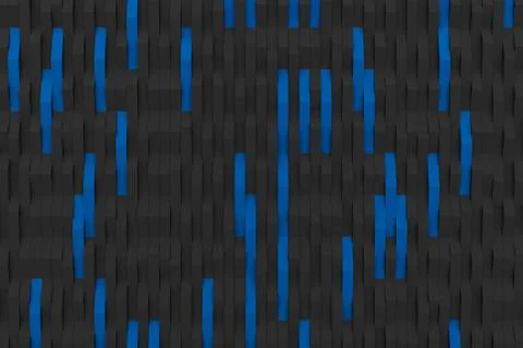 3D rendering of black matte plastic waves with colored elements Illustrazione stock