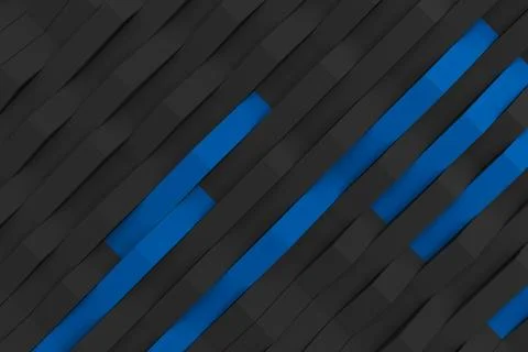 3D rendering of black matte plastic waves with colored elements Illustrazione stock