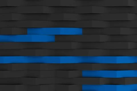 3D rendering of black matte plastic waves with colored elements イラスト素材