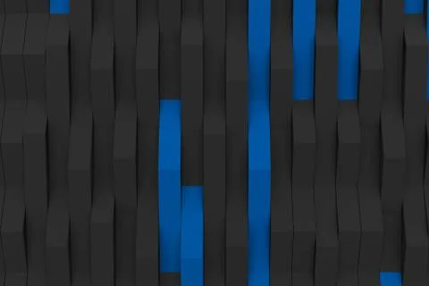 3D rendering of black matte plastic waves with colored elements Stock Illustration