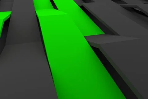 3D rendering of black matte plastic waves with colored elements Stock Illustration