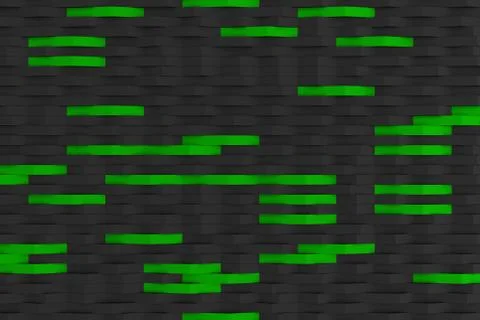3D rendering of black matte plastic waves with colored elements Stockillustratie