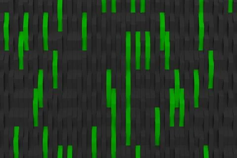 3D rendering of black matte plastic waves with colored elements Stock Illustration