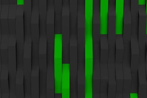 3D rendering of black matte plastic waves with colored elements イラスト素材