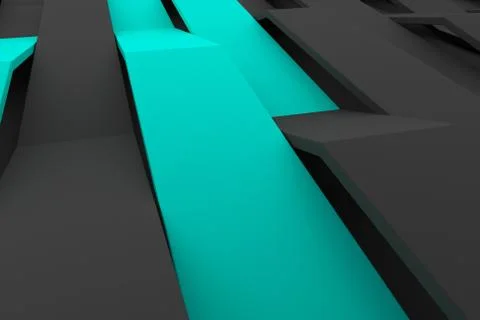 3D rendering of black matte plastic waves with colored elements イラスト素材