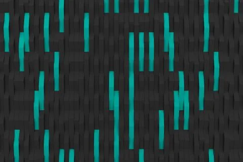 3D rendering of black matte plastic waves with colored elements Stock Illustration