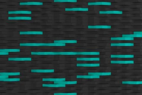 3D rendering of black matte plastic waves with colored elements Stock Illustration