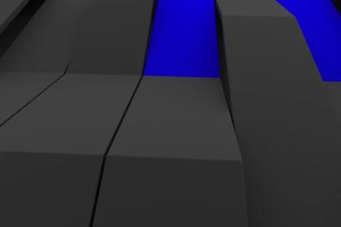 3D rendering of black matte plastic waves with colored elements Illustrazione stock