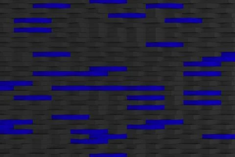 3D rendering of black matte plastic waves with colored elements Stock Illustration