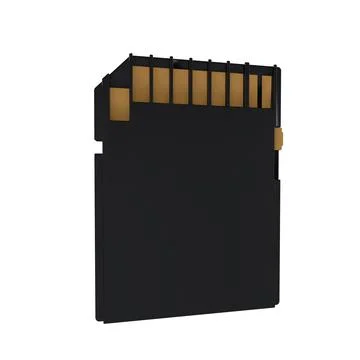 3D rendering of a black memory card with gold contacts Stock Illustration