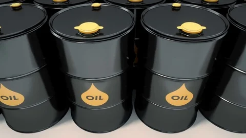 3D rendering black metal oil barrels Stock Footage 71973812