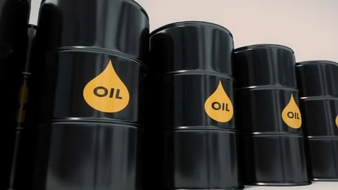 3D rendering black metal oil barrels Stock Footage 71974162