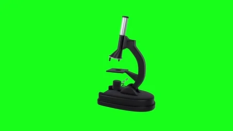 3D rendering of a black microscope on a green background Stock Footage 287011828