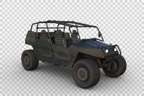 3D rendering of a black ops military all terrain vehicle isolated on a transp Stock Illustration