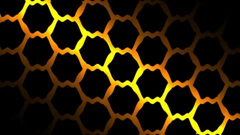 3d Rendering. Black orange hexagons background pattern. Background black dark Stock Illustration