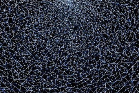 3D rendering. Black pattern of triangles of different shapes. Minimalistic pa Stockillustratie