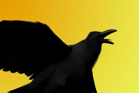 3D rendering of a black raven Stock Illustration