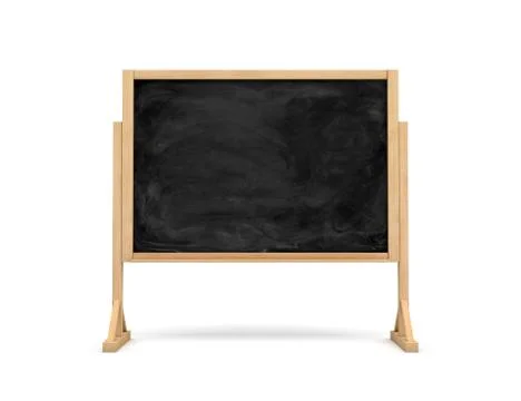 3d rendering of a black rectangle school chalkboard on a wooden stand isolated Stock Illustration