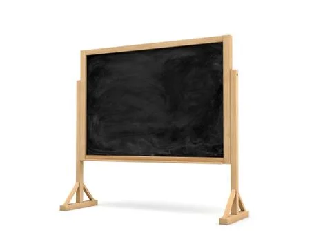 3d rendering of a black rectangle school chalkboard on a wooden stand isolated Stock Illustration