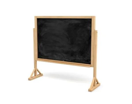 3d rendering of a black rectangle school chalkboard on a wooden stand isolated Stock Illustration