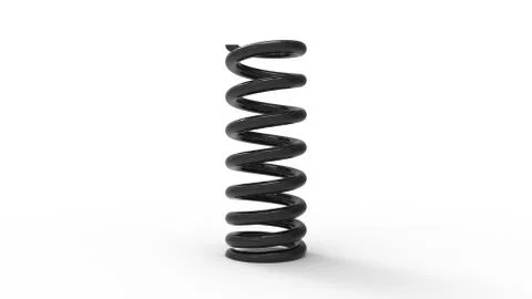 3d rendering of a black spring coil isolated on white background Stock Photos