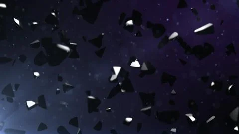 3d rendering of Black stones falling down. Rock graphite coal or polygonal el Ilustração Stock