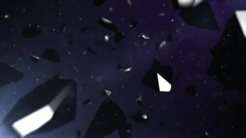 3d rendering of Black stones falling down. Rock graphite coal or polygonal el Illustrazione stock