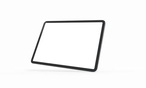 A 3D rendering of a black tablet with a white screen isolated on a white back Stock Illustration