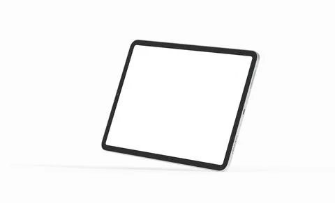 A 3D rendering of a black tablet with a white screen isolated on a white back Stock Illustration